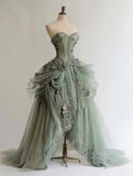 Beauty Prom Dress Sweetheart Tulle Pleated Birthday Party Outfits Evening Dress Gala Gown HZ0319