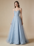 Light Blue Prom Dress Sweetheart Beading Gala Gown Birthday Party Outfits Evening Dress HZ0319