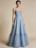 Pretty Prom Dress A Line Spaghetti Straps Birthday Party Outfits Wedding Guest Dress Evening Gown HZ0319