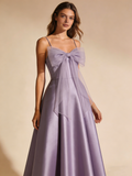 A Line Prom Dress Light Purple Spaghetti Straps Tulle Birthday Party Outfits Gala Dress Evening Gown HZ0319