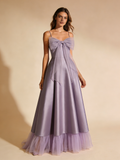 A Line Prom Dress Light Purple Spaghetti Straps Tulle Birthday Party Outfits Gala Dress Evening Gown HZ0319