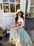 Colorful Prom Dress Sweetheart Tulle Floral Birthday Party Outfits Evening Gown Gala Dress HZ0319