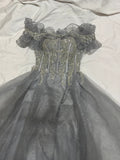 Beauty Prom Dress Off Shoulder Pleated Gala Gown Birthday Party Outfits Tulle Evening Dress HZ0319