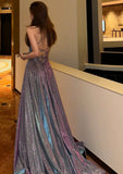 Sparking Prom Dress Spaghetti Straps Slit Gala Gown Birthday Party Outfits Evening Dress HZ0319