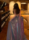 Sparking Prom Dress Spaghetti Straps Slit Gala Gown Birthday Party Outfits Evening Dress HZ0319