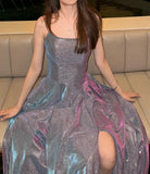 Sparking Prom Dress Spaghetti Straps Slit Gala Gown Birthday Party Outfits Evening Dress HZ0319