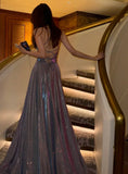 Sparking Prom Dress Spaghetti Straps Slit Gala Gown Birthday Party Outfits Evening Dress HZ0319
