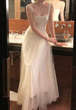 Beauty Prom Dress Spaghetti Straps Tulle Pleated Gala Gown Party Outfits Evening Dress HZ0319