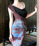 New Arrival Prom Dress One Shoulder Print Mermaid Gala Gown Party Outfits Evening Dress HZ0319