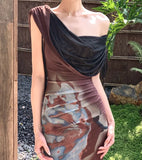 New Arrival Prom Dress One Shoulder Print Mermaid Gala Gown Party Outfits Evening Dress HZ0319
