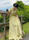 Elegant Prom Dress Light Yellow U-neck Pleated Party Outfits Gala Gown Evening Dresses HZ0319