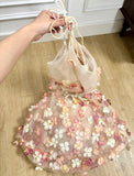 Sweet Homecoming Dress Spaghetti Straps Floral Short Prom Dress Cocktail Outfits Birthday Party Dress HZ0319