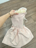 Beauty Homecoming Dress Strapless Pleated Short Prom Dress Back to School Outfits Birthday Party Dress HZ0319