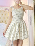 Beauty Homecoming Dress Straps Pleated Polka Dot Short Prom Dress Back to School Outfits Birthday Party Dress HZ0319