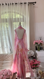 Retro Pink Sweetheart Floral Elegant Design A-line Romantic Chiffon Evening Dress Prom Dress HZ0319