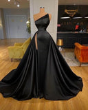 Black Satin Long Prom Dresses,long Formal Dresses HZ0319