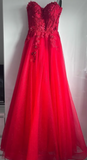 Beauty Prom Dress Red Sweetheart Pleated Tulle Long Gala Gown Evening Dress Party Outfits HZ0319
