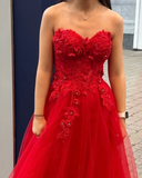 Beauty Prom Dress Red Sweetheart Pleated Tulle Long Gala Gown Evening Dress Party Outfits HZ0319