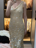90s Retro Prom Dress Straps Beading Sequins Gala Gown Evening Dress Party Outfits HZ0319