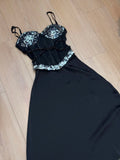 Sexy Prom Dress Black Spaghetti Straps Sheath Sequins Gala Gown Evening Dress Party Outfits HZ0319