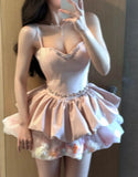 Sweet Homecoming Dress Spaghetti Straps Pleated Floral Short Prom Dress Back to School Outfits Birthday Party Dress HZ0319