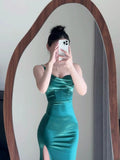 Elegant Prom Dress Spaghetti Straps Sheath Slit Mermaid Gala Gown Evening Dress Party Outfits HZ0319