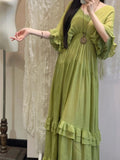 Beauty Prom Dress Green V-neck Pleated Gala Gown Evening Dress Party Outfits HZ0319