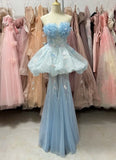 Stunning Prom Dress Strapless Pleated Gala Gown Evening Dress Party Outfits HZ0319