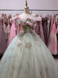 Beauty Ball Gown Off Shoulder Pleated Tulle Evening Dress Gala Prom Gown Quinceanera Dress HZ0319