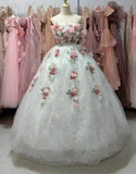 New Arrival Ball Gown Strapless Floral Quinceanera Dress Evening Dress Gala Prom Gown HZ0319