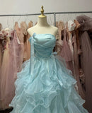 90s Retro Ball Gown Strapless Ruffle Quinceanera Dress Evening Dress Gala Prom Gown HZ0319