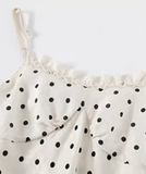 Chic Women Dress Spaghetti Straps Polka Dots Ruffle Birthday Party Outfits Seaside Dress Travel Dress HZ0319