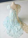 Elegant Imperial Prom Dress Square Neck Print Gala Gown Evening Dress Party Outfits HZ0319