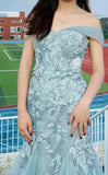 Elegant Prom Dress V-neck Pleated Tulle Mermaid Formal Gown Evening Dress Birthday Party Outfits HZ0319