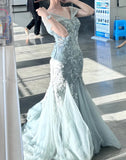 Elegant Prom Dress V-neck Pleated Tulle Mermaid Formal Gown Evening Dress Birthday Party Outfits HZ0319