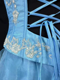 Beauty A Line Prom Dress Light Blue Spaghetti Straps Ruffle Formal Gown Evening Dress 18th Outfits HZ0319