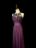 Elegant Prom Dress Crew Neck Pleated Backless Formal Gown Evening Dress Gala Dress HZ0319