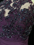 Elegant Prom Dress Crew Neck Pleated Backless Formal Gown Evening Dress Gala Dress HZ0319