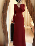 Elegant Prom Dress Red V-neck Formal Gown Evening Dress Graduation Dress HZ0319