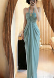 Charming Prom Dress Halter Pleated Formal Gown Evening Dress Gala Dress HZ0319