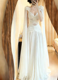 Charming Prom Dress White V-neck Pleated Formal Gala Gown Evening Dress Birthday Party Dress HZ0319