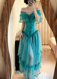 Charming Prom Dress Off Shoulder Pleated Formal Gala Gown Evening Dress Birthday Party Dress HZ0319