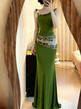 Elegant Prom Dress Fern Green Straps Pleated Mermaid Formal Gala Gown Evening Dress Party Outfits HZ0319