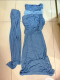 Shiny Prom Dress Blue Strapless Pleated Mermaid Formal Gala Gown Evening Dress Party Outfits HZ0319