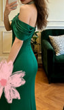 Elegant Prom Dress Dark Green Satin Crew Neck Mermaid Gala Gown Evening Dress Formal Graduation Outfits HZ0319