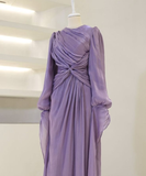 Modest Burgundy Long Sleeves Sheath Chiffon Long Party Dress Evening Dress, HZ0319