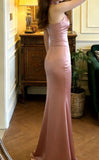 Pretty Prom Dress Pink Satin Halter Mermaid Gala Gown Graduation Evening Dress Formal Outfits HZ0319