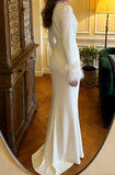 Stunning Prom Dress White Crew Neck Pleated Mermaid Gala Gown Formal Evening Dress Graduation Outfits HZ0319