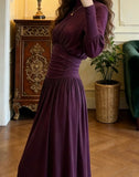 Elegant Prom Dress Purple A Line Crew Neck Pleated Gala Gown Formal Evening Dress Graduation Outfits HZ0319