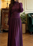 Elegant Prom Dress Purple A Line Crew Neck Pleated Gala Gown Formal Evening Dress Graduation Outfits HZ0319